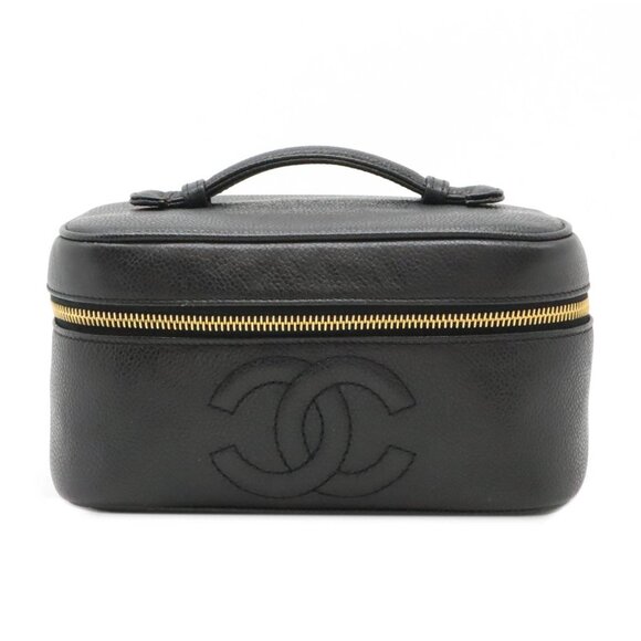 CHANEL Black Caviar Leather Logo Pouch - Picture 1 of 9
